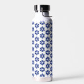 Marine Blauw Bloemen Mozaïek Waterfles (Links)