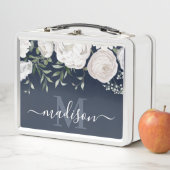 Marine Blauw Bloemen Naam Monogram (In situ)