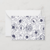 Marine Blauw Bloemen Naam Monogram Notitiekaartje (Achterkant)