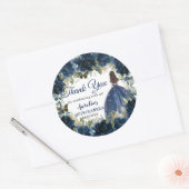Marine Blauw Bloemen Prinses Vlinders Favor Ronde Sticker (Envelop)