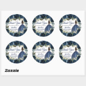 Marine Blauw Bloemen Prinses Vlinders Favor Ronde Sticker (Vel)