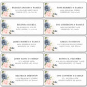 Marine Blauw Blush Roze Bloemen Bruiloft Gast Adre Sticker (Voorkant)
