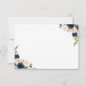 Marine Blauw & Blush Roze Bloemen Bruiloft RSVP (Achterkant)