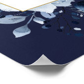 Marine Blauw Boho Bloemen Heilige Communie Welkoms Poster (Hoek)