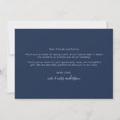 Marine Blauw Boho Eenvoudige Foto Hart Script Brui Bedankkaart (Achterkant)