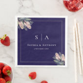 Marine Blauw Botanisch Groen Trouwservetten Servet (Insitu)