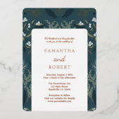 Marine Blauw Botanisch Wit Winter Bruiloft Folie Uitnodiging (Voorkant)