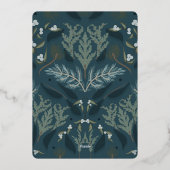 Marine Blauw Botanisch Wit Winter Bruiloft Folie Uitnodiging (Achterkant)