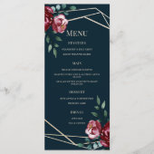 Marine Blauw | Bourgogne Floral Wedding Menu (Voorkant)