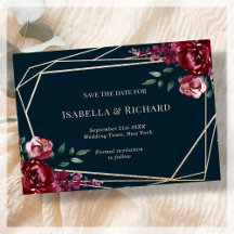 Marine Blauw | Bourgogne Floral Wedding Save the D