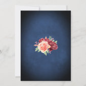 Marine Blauw Bourgondië Blush Elegant Bloemen Brui Kaart (Achterkant)