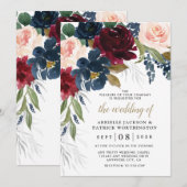 Marine Blauw Bourgondië Blush Roze Zilver Goud Bru Kaart (Voorkant / Achterkant)