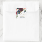 Marine Blauw Bourgondië Blush Roze Zilver Goud Bru Vierkante Sticker (Tas)