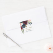 Marine Blauw Bourgondië Blush Roze Zilver Goud Bru Vierkante Sticker (Envelop)