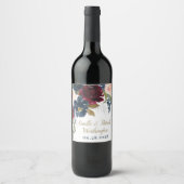 Marine Blauw Bourgondië Blush Roze Zilver Goud Bru Wijn Etiket (Voorkant)