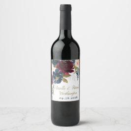 Marine Blauw Bourgondië Blush Roze Zilver Goud Bru Wijn Etiket