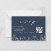 Marine Blauw Bruiloft RSVP | QR-code behuizing Kaa Notitiekaartje (Voorkant)