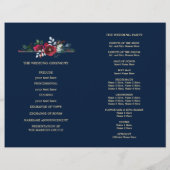 Marine Blauw | Burgundy Red Floral Wedding Program (Achterkant)