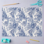 Marine blauw Chinoiserie bloemen gebouw kasteel Tissuepapier (Craft)