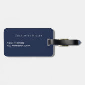 Marine blauw crème bloem patroon retro bagagelabel (Achterkant horizontaal)