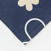 Marine blauw crème bloem patroon retro fleece deken (Hoek)