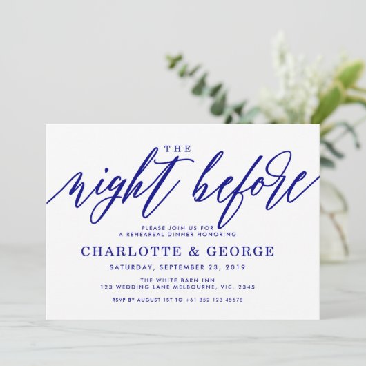 Marine blauw de nacht voor uitnodiging (Staand voorkant)