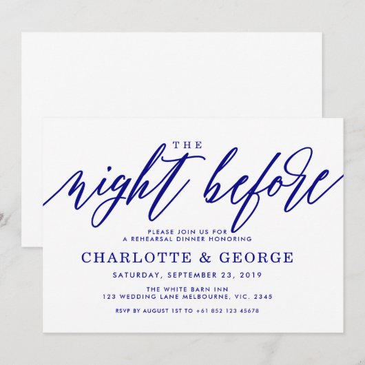 Marine blauw de nacht voor uitnodiging (Voorkant / Achterkant)