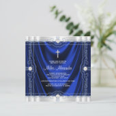 Marine Blauw Doopsel doopsel Royal Blue Satin Kaart (Staand voorkant)