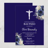 Marine blauw Doopsel Spaans Kaart (Voorkant / Achterkant)