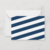 Marine Blauw Dubbele Grens Modern Monogram Gestree Notitiekaartje (Achterkant)