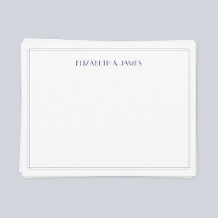 Marine Blauw Eenvoudige Moderne Art Deco Paar Name Notitiekaartje