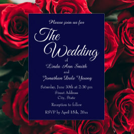 Marine Blauw Eenvoudige Stijl Bruiloft Folie Uitnodiging