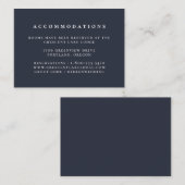 Marine Blauw Effen Kleur Bruiloft Accommodaties Informatiekaartje (Voorkant / Achterkant)