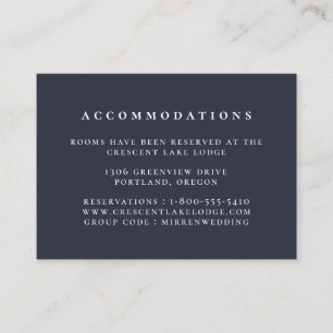 Marine Blauw Effen Kleur Bruiloft Accommodaties Informatiekaartje