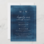 Marine blauw Elegant Monogram Elopement Bruiloft Kaart (Voorkant)