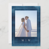 Marine blauw Elegant Monogram Elopement Bruiloft Kaart (Achterkant)