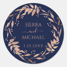 Marine Blauw | Elegant Roos Goud Bladgroen Bruilof