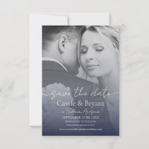 Marine Blauw Elegant Volledige Foto Bruiloft Save