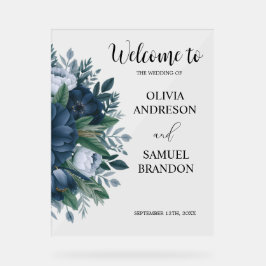 Marine blauw elegante bruiloft acryl welkomstbord acryl bord