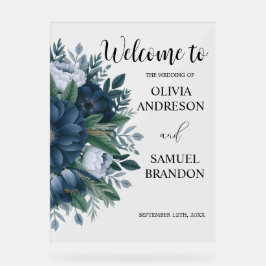 Marine blauw elegante bruiloft acryl welkomstbord acryl bord