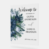 Marine blauw elegante bruiloft acryl welkomstbord acryl bord (Hoek)