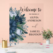 Marine blauw elegante bruiloft acryl welkomstbord acryl bord (Huwelijk)