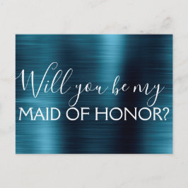 Marine Blauw Elegante en Moderne Maid of Honor Uitnodiging Briefkaart