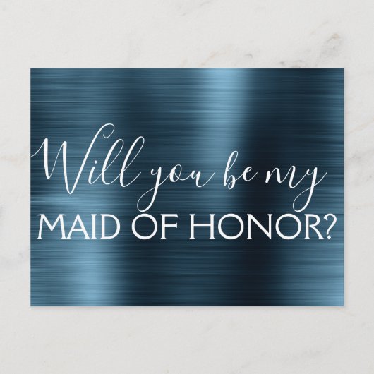 Marine Blauw Elegante en Moderne Maid of Honor Uitnodiging Briefkaart (Voorkant)