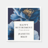 Marine Blauw Elegante Moderne Bloemen Gelukkig Pen Servet (Voorkant)