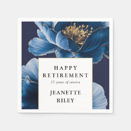 Marine Blauw Elegante Moderne Bloemen Gelukkig Pen Servet