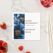 Marine Blauw Elegante Moderne Bloemen Gelukkig Pen Servet (Insitu)