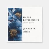 Marine Blauw Elegante Moderne Bloemen Gelukkig Pen Servet (Voorkant)
