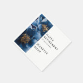 Marine Blauw Elegante Moderne Bloemen Gelukkig Pen Servet (Hoek)