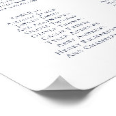 Marine Blauw Elegante Print/Digitale 20 Zitplaatse Poster (Hoek)